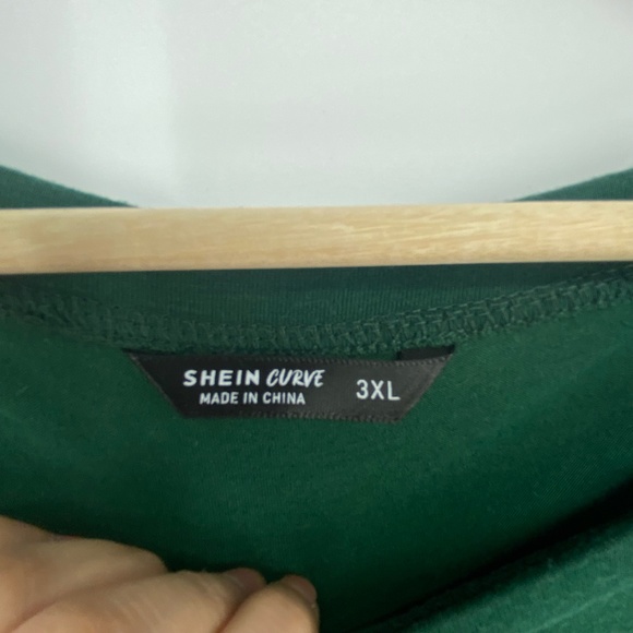 SHEIN Curve Size 3XL Polyester Spandex Green Shirt Dress Casual, 353 - Picture 2 of 3